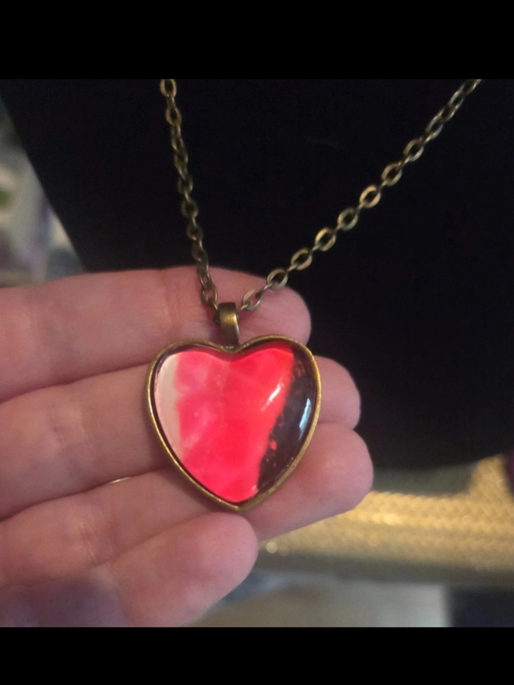 Heart Pendant Necklace in Pink and Brown - Women Jewelry